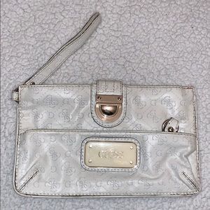 White guess strap clutch